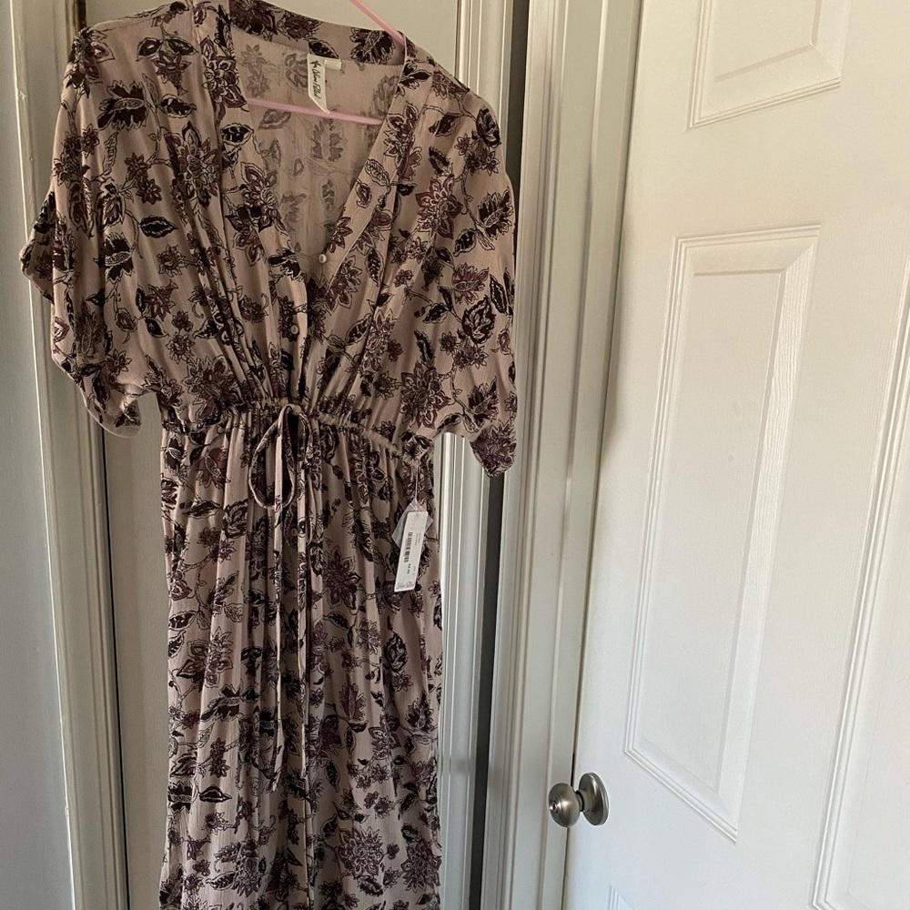 NWT Purple Printed Kimono Midi Dress - S